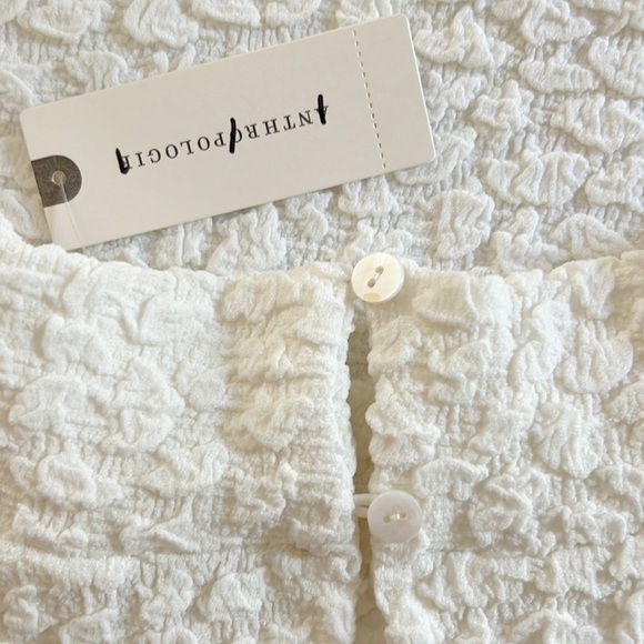 Anthropologie Blue Tassel Popcorn Crop Tank Top White Ivory NWT - Picture 13 of 16